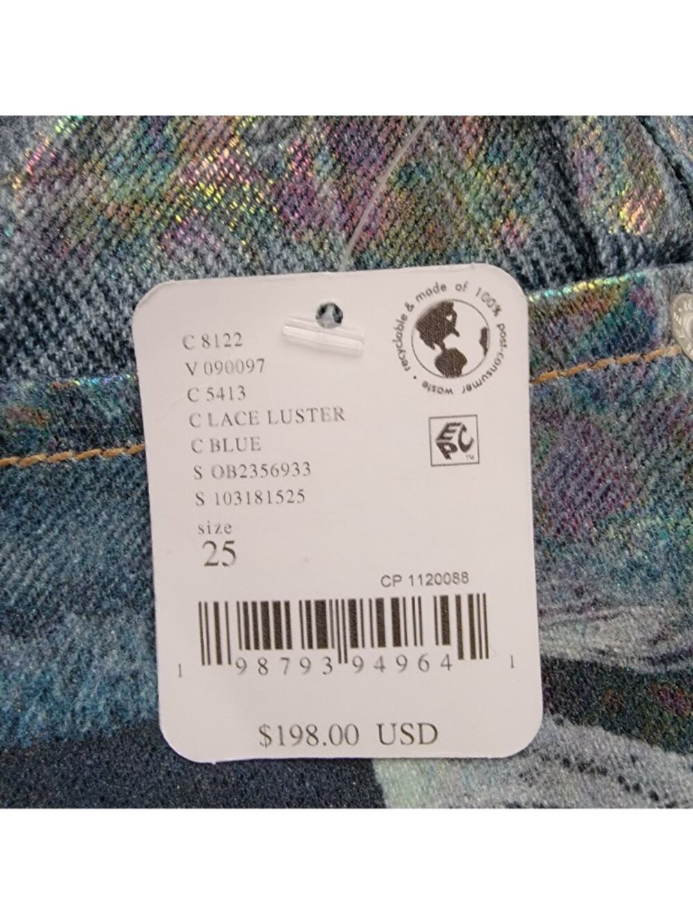 Free People Tinsley Baggy Jeans Lace Luster Iridescent Fairy Festival Womens 25 - Picture 8 of 10